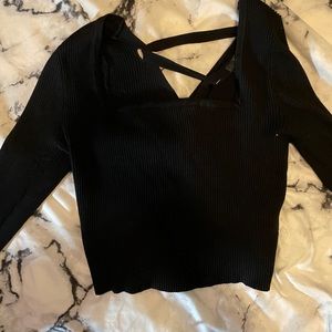 Black sweater lace up back